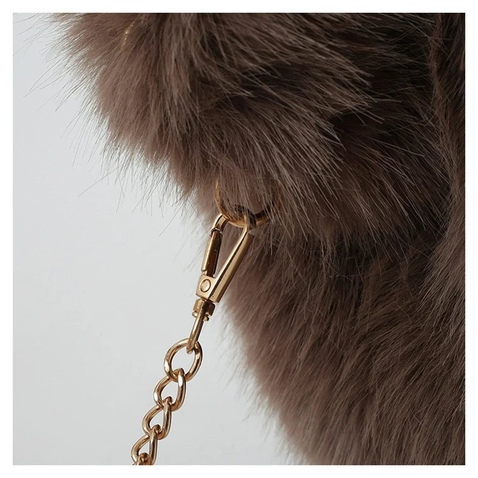 Women's Plush Shoulder Bag High-end Fashion Luxury Soft Faux For Skin Shoulder Bag Faux Fur Women's Bag