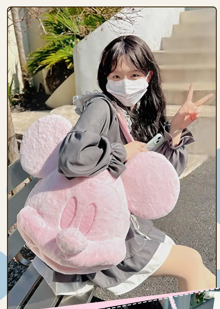 Mickey Big Head Bag Single Shoulder Bag Cartoon Mickey Toys Girlfriend Kawaii Surprise Christmas Birthday Gifts
