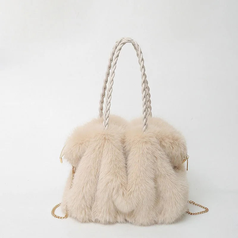 Women's Plush Shoulder Bag High-end Fashion Luxury Soft Faux For Skin Shoulder Bag Faux Fur Women's Bag