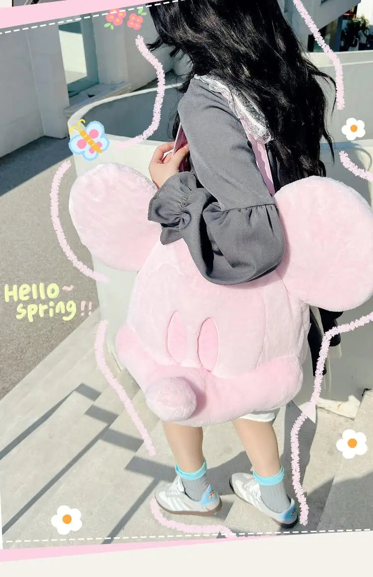 Mickey Big Head Bag Single Shoulder Bag Cartoon Mickey Toys Girlfriend Kawaii Surprise Christmas Birthday Gifts