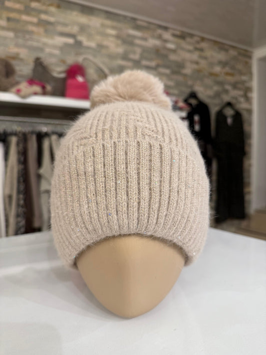 Bommelmütze mit Glitzer - Lalu-boutique