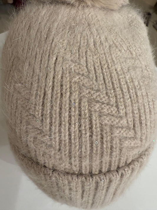 Bommelmütze mit Glitzer - Lalu-boutique
