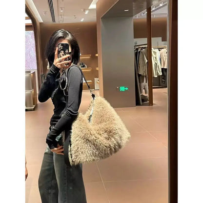 Women New Plush Tote Bags Fashion Commuter Large Capacity Korean Versatile Single Shoulder Cross Bag