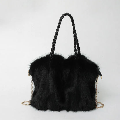 Women's Plush Shoulder Bag High-end Fashion Luxury Soft Faux For Skin Shoulder Bag Faux Fur Women's Bag