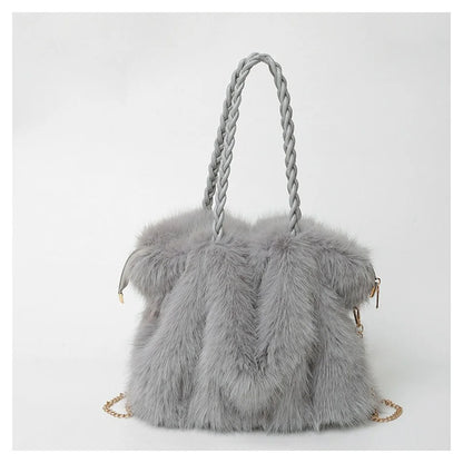 Women's Plush Shoulder Bag High-end Fashion Luxury Soft Faux For Skin Shoulder Bag Faux Fur Women's Bag