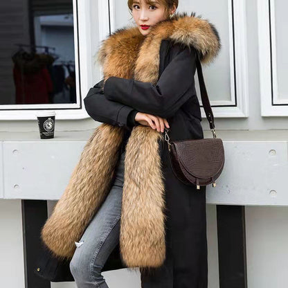 Women Cotton coat Winter Jacket Female thick warm Parkas hooded Outwear large sizeInner liner removable fur over knee Overcoat