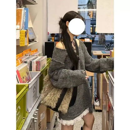Women New Plush Tote Bags Fashion Commuter Large Capacity Korean Versatile Single Shoulder Cross Bag