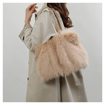 Women's Plush Shoulder Bag High-end Fashion Luxury Soft Faux For Skin Shoulder Bag Faux Fur Women's Bag