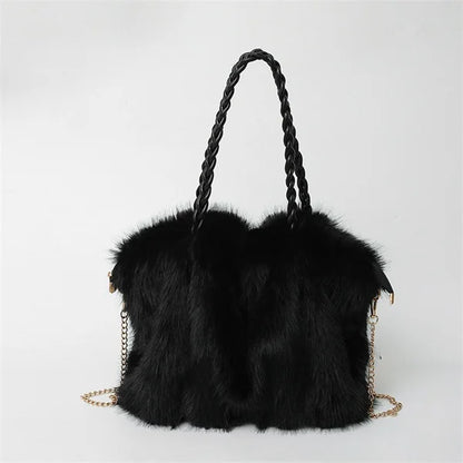 Women's Plush Shoulder Bag High-end Fashion Luxury Soft Faux For Skin Shoulder Bag Faux Fur Women's Bag