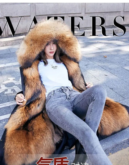 Women Cotton coat Winter Jacket Female thick warm Parkas hooded Outwear large sizeInner liner removable fur over knee Overcoat
