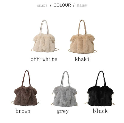 Women's Plush Shoulder Bag High-end Fashion Luxury Soft Faux For Skin Shoulder Bag Faux Fur Women's Bag
