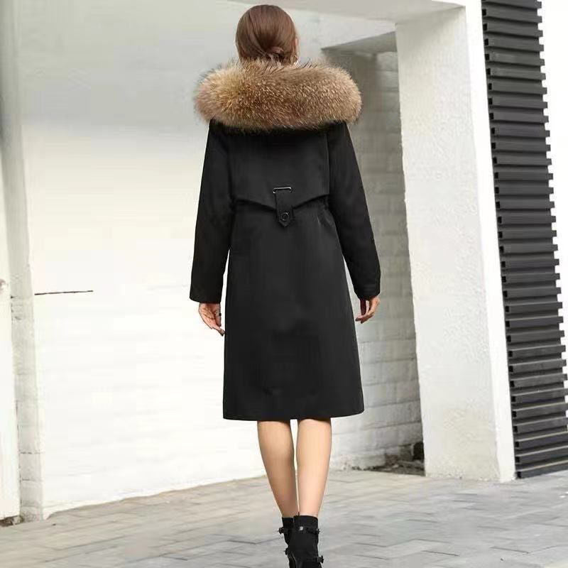 Women Cotton coat Winter Jacket Female thick warm Parkas hooded Outwear large sizeInner liner removable fur over knee Overcoat