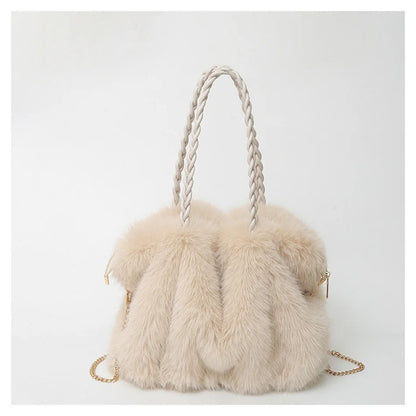 Women's Plush Shoulder Bag High-end Fashion Luxury Soft Faux For Skin Shoulder Bag Faux Fur Women's Bag